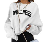 ORANDESIGNE Felpe da Donna Los Angeles California Lettera Girocollo Pullover Top Casual Manica Lunga Grafica Tee Shirt Sport Fitness Outdoor Basic Casual A Bianco S
