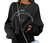 ORANDESIGNE Felpe da Donna Los Angeles California Lettera Girocollo Pullover Top Casual Manica Lunga Grafica Tee Shirt Sport Fitness Outdoor Basic Casual C Nero L
