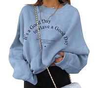 ORANDESIGNE Felpe da Donna Los Angeles California Lettera Girocollo Pullover Top Casual Manica Lunga Grafica Tee Shirt Sport Fitness Outdoor Basic Casual C Blu XXL