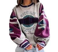 ORANDESIGNE Felpe da Donna Maglione Felpa con Stampa a Manica Lunga Casual Felpa con Cappuccio Hip Hop Girocollo Tops Autunno Inverno Pullover J Grigio XL