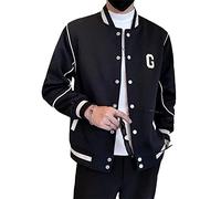 ORANDESIGNE Giacca Baseball in Pelle Scamosciata Uomo College Varsity Jacket Lettera Ricamo Donna Varsity Cappotto Unisex Jacket Motociclista Giubbotto Coppia Primavera Autunno H Nero M