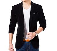 ORANDESIGNE Giacca da Uomo Slim Fit in Velluto Monopetto a Un Bottone Casual Nero M