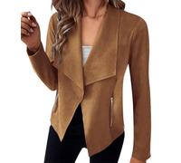ORANDESIGNE Giacca in Pelle Scamosciata da Donna Cappotto da Motociclista Risvolto Primavera Autunno Giubbotto Corto Giacche da Motociclista Capispalla in pelle Scamosciata Retrò A Marrone M