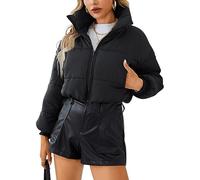 ORANDESIGNE Giacca Piumino Leggero Donna Cropped Elegante Giaccone Calda Invernale Corta Giubbotto Trapuntato Imbottito Giubbino Cappotto Parka Streetwear Y2k Bomber Puffer Jacket Nero M
