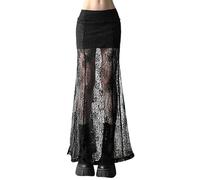 ORANDESIGNE Gonna Glitterata da Donna con Gonna in Rete Trasparente con Pantaloni sotto Gonna con Motivo Galassia Trapezio in Tulle Midi Gonna Vita Alta Paillettes Glitterate D Nero S