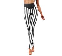 ORANDESIGNE Leggings da Donna Verticali a Righe Elasticizzati a Strisce Sottili Elasticizzati Sottili per Yoga Corsa Fitness Tempo Libero D Noir XL