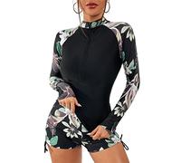 ORANDESIGNE Muta per Donna Due Pezzi Manica Lunga Anti-UV Costume da Bagno subacqueo Beach Surfing per Immersioni subacquee Surf Snorkeling Push up Tankini Boyshort Sportivo I Nero S