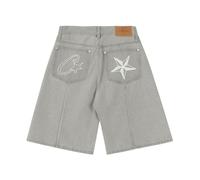 ORANDESIGNE Pantaloncini da Uomo Cowboy Hip Hop Style Jorts Y2K Streetwear Pocket Shorts Baggy Unisex Donna Jeans Shorts A Grigio XS