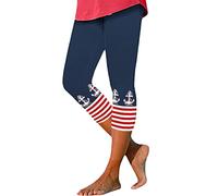 ORANDESIGNE Pantaloni Capri da Donna Pantaloni Skinny Estivi Elasticizzato Vita Alta Leggings 3/4 Leggings Corti Capri Collant Morbidi Pantaloni Casual Stile 14 S