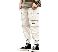 ORANDESIGNE Pantaloni da Uomo Multi-Tasca Harem Hip Pop Pantaloni Sportivi da Uomo Pantaloni Cargo da Uomo alla Moda Casual I Cachi L