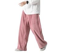 ORANDESIGNE Pantaloni di Velluto a Coste degli Uomo Autunno Invernali Larghi Pantaloni con Elastico in Vita Pantaloni Termici con Tasche Casual Pants Lunghi Pantalone Gamba Larga Retro C Rose L