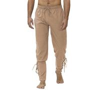 ORANDESIGNE Pantaloni Tinta Unita Eleganti Uomo Medievale Rinascimentale Vichingo Pirata Pantaloni Costume Cosplay Pantaloni Larghi Cavaliere Contadino Naufraghi Costume Pantaloni A Cachi S