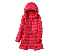 ORANDESIGNE Piumino Leggero Donna con Cappuccio Puffer Jacket Leggeri Giacca Cappotto Lungo Giubbino Down Jacket Piumino Leggero Caldo Giacche Trapuntato Slim Piumini Invernale A Rosso S