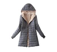 ORANDESIGNE Piumino Leggero Donna con Cappuccio Puffer Jacket Leggeri Giacca Cappotto Lungo Giubbino Down Jacket Piumino Leggero Caldo Giacche Trapuntato Slim Piumini Invernale D Grigio XXL