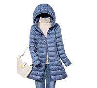 ORANDESIGNE Piumino Leggero Donna con Cappuccio Puffer Jacket Leggeri Giacca Cappotto Lungo Giubbino Down Jacket Piumino Leggero Caldo Giacche Trapuntato Slim Piumini Invernale C Blu M