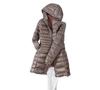 ORANDESIGNE Piumino Leggero Donna con Cappuccio Puffer Jacket Leggeri Giacca Cappotto Lungo Giubbino Down Jacket Piumino Leggero Caldo Giacche Trapuntato Slim Piumini Invernale B Cachi XXL