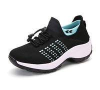 ORANDESIGNE Scarpe da Ginnastica Donna Antiscivolo Scarpette Sportive Mocassini da Donna Leggere e Traspiranti Fitness Running Mesh Calzino Sneakers A Nero Blu 38 EU
