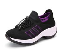 ORANDESIGNE Scarpe da Ginnastica Donna Antiscivolo Scarpette Sportive Mocassini da Donna Leggere e Traspiranti Fitness Running Mesh Calzino Sneakers A Nero Viola 42 EU