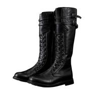 ORANDESIGNE Stivali da Uomo Medievali con Lacci Western Tacco a Blocco in Stile Rinascimento Steampunk Moda Piatti da Cavaliere A Nero 38 EU