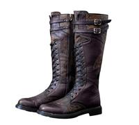 ORANDESIGNE Stivali da Uomo Medievali con Lacci Western Tacco a Blocco in Stile Rinascimento Steampunk Moda Piatti da Cavaliere A Marrone Scuro 43 EU