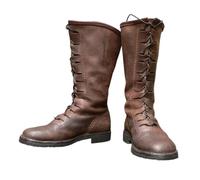 ORANDESIGNE Stivali da Uomo Medievali con Lacci Western Tacco a Blocco in Stile Rinascimento Steampunk Moda Piatti da Cavaliere B Marrone Scuro 44 EU