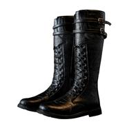 ORANDESIGNE Stivali da Uomo Medievali con Lacci Western Tacco a Blocco in Stile Rinascimento Steampunk Moda Piatti da Cavaliere A Grigio Scuro 38 EU