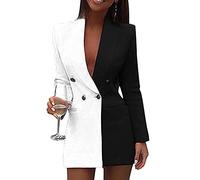ORANDESIGNE Tailleur Vestito Donna Elegante Cerimonia Corto Blazer Mini Abito Manica Lunga Abiti Scollo V Doppio Petto Partito Gli Abiti da Cocktail Casual Dress Doppio Petto a 08 M