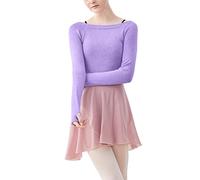 ORANDESIGNE Top Corto da Danza Classica Balletto Manica Lunga Bambina Maglia Incrocio Maglietta da Ballo Crop Top Ginnastica Dancewear Ragazza Allenamento Scaldacuore Maglione A Viola Chiaro 120