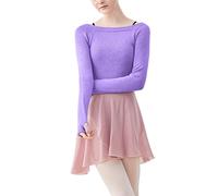 ORANDESIGNE Top da Balletto Ginnastica per Bambine Vestito da Ballerina Maglioncino da Danza Classica Allenamento Scaldacuore Ragazza Bolero Cardigan Elegante A Viola 110