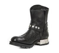 ORANDESIGNE Uomini Occidentale Stivali da Cowboy Vintage Quadrato Testa Cavaliere Avvio Gents Alta Aiuto Country Style Stivali da Lavoro Primavera Autunno Escursionismo Caccia J Nero 42 EU