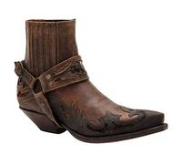 ORANDESIGNE Uomini Occidentale Stivali da Cowboy Vintage Quadrato Testa Cavaliere Avvio Gents Alta Aiuto Country Style Stivali da Lavoro Primavera Autunno Escursionismo Caccia G Marrone 42 EU