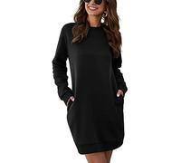 ORANDESIGNE Vestiti Casual da Donna Moda Linea A Abito in Maglione Girocollo Elegante Mini Abito Corto A Maniche Lunghe Tinta Unita Sweatshirt Felpa Lunga Pullover Invernale