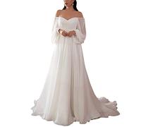 ORANDESIGNE Vestito Cerimonia Donna Eleganti Lunghi Curvy Scollo V Abiti da Damigella Senza Maniche Vestiti Matrimonio Tinta Unita Abito Cocktail Mare Spiaggia f Bianco L