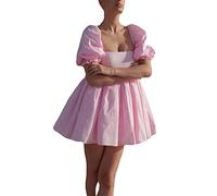 ORANDESIGNE Vestito Corto in Tulle Donna Elegante Abito da Cerimonia Schiena Nuda Vita Alta Abito da Damigella Festa Regalo C Rosa XS