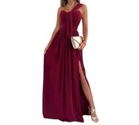 ORANDESIGNE Vestito da Cerimonia Donna Elegante Lungo Estivo con Payet da Sera Abito Swing Curvy Maxi Vestitino Cocktail Ballo Abiti Party Festa d Borgogna XXL