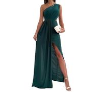 ORANDESIGNE Vestito da Cerimonia Donna Elegante Lungo Estivo con Payet da Sera Abito Swing Curvy Maxi Vestitino Cocktail Ballo Abiti Party Festa c Verde XL