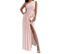 ORANDESIGNE Vestito da Cerimonia Donna Elegante Lungo Estivo con Payet da Sera Abito Swing Curvy Maxi Vestitino Cocktail Ballo Abiti Party Festa c Rosa S