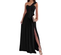ORANDESIGNE Vestito da Cerimonia Donna Elegante Lungo Estivo con Payet da Sera Abito Swing Curvy Maxi Vestitino Cocktail Ballo Abiti Party Festa d Nero L