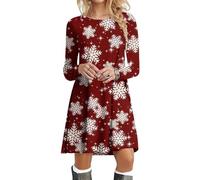 ORANDESIGNE Vestito T Shirt Maniche Lunghe Donna Mini Abito Cerimonia Elegante Corto Trapezio Linea Ad A Curvy Vestiti Felpa di Natale Vestitino Natalizio Carnevale Feste a-22 XL