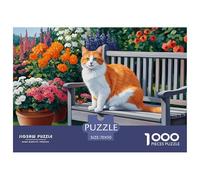 Orange-and-white-cat-on-the-bench Puzzle Giochi 1000 Pezzi Regalo Per Amore E Amico Arte Interesting Puzzle Adulti Idea Regalo Per 70x50cm/1000pcs