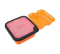 Orange Bait Box with Inner Frame for Pellet Draining(6.5-OS) | Dual-function design, strainer plus storage, orange PP material, prevents accidental opening, carp fishing essential