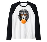 Orange Bubble Gum Lion Stripe Occhiali da Sole Lion Head Maglia con Maniche Raglan