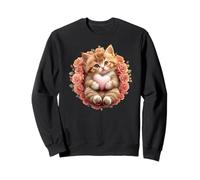 Orange Cat Floral Tabby Cat Lady Cat Heart Kitten Cat Lovers Felpa