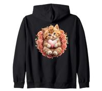Orange Cat Floral Tabby Cat Lady Cat Heart Kitten Cat Lovers Felpa con Cappuccio