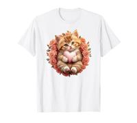 Orange Cat Floral Tabby Cat Lady Cat Heart Kitten Cat Lovers Maglietta