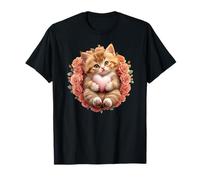 Orange Cat Floral Tabby Cat Lady Cat Heart Kitten Cat Lovers Maglietta