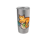 Orange Cat Florals Giardinaggio Ginger Kitty Cats Bicchiere termico in acciaio inox doppia parete
