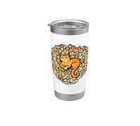 Orange Cat Florals Giardinaggio Ginger Kitty Cats Bicchiere termico in acciaio inox doppia parete