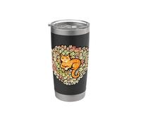 Orange Cat Florals Giardinaggio Ginger Kitty Cats Bicchiere termico in acciaio inox doppia parete