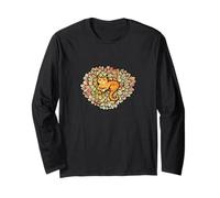 Orange Cat Florals Giardinaggio Ginger Kitty Cats Maglia a Manica